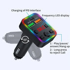 P22 Support MP3 Player USB Port Bluetooth FM Transmitter in-Car Adapter PD Car Charger, P22