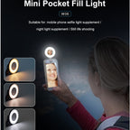 VLOGLITE W36 Mini LED Cell Phone Fill Light With Makeup Mirror Magnetic Selfie Ring Light, W36 Mirror