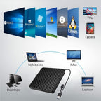 BT699 USB / Type-C External Optical Drive Case Laptop DVD Burner Portable Slim Disc Player, BT699
