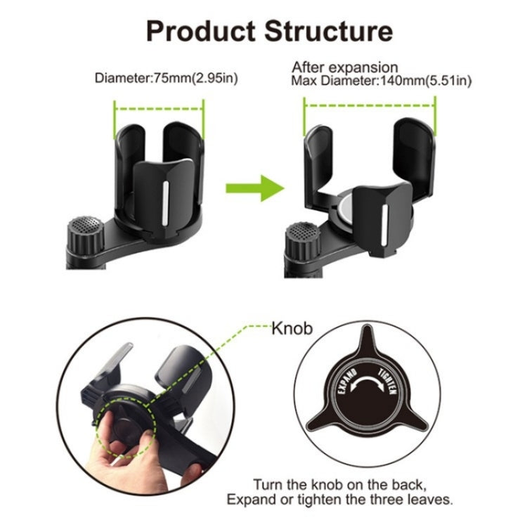 D04 Wth 2 Coffee Cup Car Cup Holder Adjustable Rotating Cell Phone Car Mount Holder, D04 (Grey), D04 (Green)