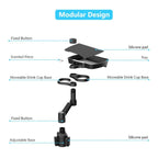 D05 Rotation Meal Tray Phone Stand Car Dining Table Plastic Car Cup Holder Mount Dual Drink Bracket, D05