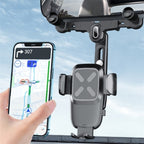 R010 Universal Vehicle Rearview Mirror Phone Holder Multifunctional Retractable Cell Phone Car Mount, R010 (Green), R010 (Black)