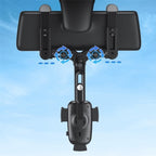R010 Universal Vehicle Rearview Mirror Phone Holder Multifunctional Retractable Cell Phone Car Mount, R010 (Green), R010 (Black)