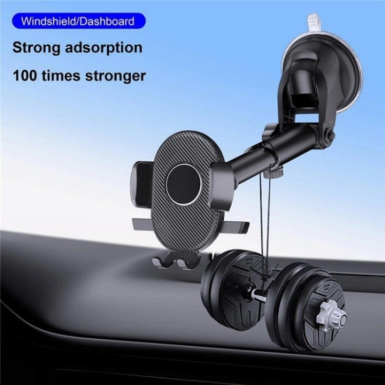 D40+105+K5 Carbon Fiber Texture Car Suction Cup Telescopic Arm Phone Holder Windshield Dashboard, D40+105+K5
