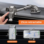 D25+105+K5 Auto Locking Car Phone Clip Telescopic Suction Cup Dashboard Phone Mount Holder