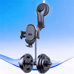 ES33 Car Mobile Phone Holder Bracket Carbon Fiber 360 Degree Rotation Suction Cup Mount, ES33 (Black), ES33 (Red)