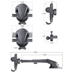 D-43+128+120 Multi-functional Car Air Vent Dashboard Telescopic Suction Cell Phone Mount, D-43+128+120