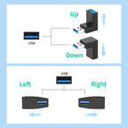 ENKAY USB 3.0 Adapter 90 Degree Angle Male to Female Combo Coupler Extender Connector, Vertical Up, Vertical Down, Horizontal Left, Horizontal Right, Vertical Up + Down, Horizontal Left + Right