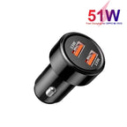 51W Dual Port QC3.0 USB 33W + 18W Fully Compatible Car Charger