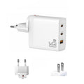 GAN 65W PD45W Dual Type-C+QC3.0 USB Multi Compatible Laptop Adapter, EU + US Plug White, EU + US Plug Black, UK + US Plug White, UK + US Plug Black, AU + US Plug White, AU + US Plug Black, EU + US + AU + UK Plug White, EU + US + AU + UK Plug Black