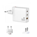 GAN 65W PD45W Dual Type-C+QC3.0 USB Multi Compatible Laptop Adapter, EU + US Plug White, EU + US Plug Black, UK + US Plug White, UK + US Plug Black, AU + US Plug White, AU + US Plug Black, EU + US + AU + UK Plug White, EU + US + AU + UK Plug Black