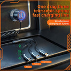 K15 Car Adapter 3 in 1 Stretchable Cable 22.5W Quick Charge Cigarette Lighter Dual USB Ports