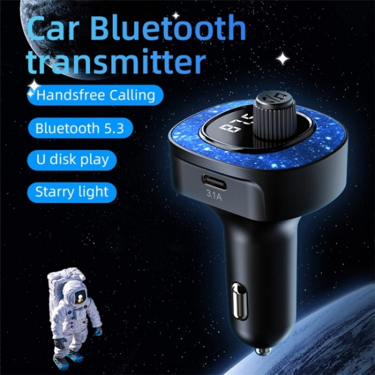 C41 Star Light Car Charger ABS Adapter FM Transmitter Bluetooth Hands-free Call MP3 Music Player, C41