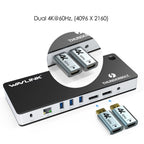 WAVLINK UTD21H 11 in 1 4K Dual DisplayPort Hub Converter Thunderbolt 3 Docking Station, US Plug, UK Plug, EU Plug, AU Plug