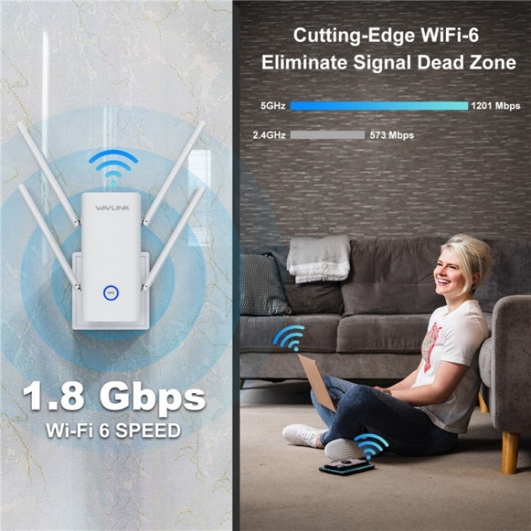 WAVLINK WN583AX1 Ethernet Port AX1800 WiFi6 1.8Gbps Dual Band WiFi Booster Wireless Router, US Plug, UK Plug, EU Plug, AU Plug