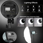VLOGLITE P100 Professional Photography Video Fill Light 100W High Powerful Bright COB LED Light, US Plug, UK Plug, EU Plug