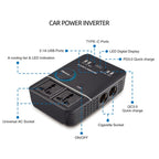 USB+Type-C to 220V QC3.0 200W Power Socket Cigarette Lighter Car Power Inverter, 200W