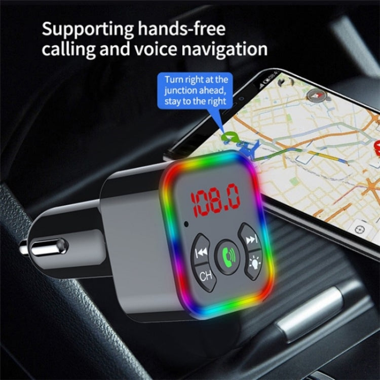 Colorful light Car Hands-free Call Bluetooth Receiver Support U Disk MP3 Player, F10