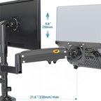 NORTH BAYOU NB H180 FP-2 Laptop Gas Spring Full Motion Dual Arm Clamp 22 - 32 inch LCD TV Monitor Desk Holder, H180-FP-2