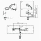 NORTH BAYOU NB H180 FP-2 Laptop Gas Spring Full Motion Dual Arm Clamp 22 - 32 inch LCD TV Monitor Desk Holder, H180-FP-2