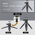 JMARY MT-20 Mini Portable 360 Degree Ball Head Selfie Stick Folding Desktop Tripod Phone Holder, MT-20