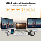 WAVLINK WL-UG39DK3 Fast Charging Gigabit Ethernet Dual Display Video Dock USB 3.0 Hub, US Plug, UK Plug, EU Plug, AU Plug