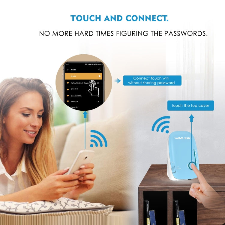 WAVLINK WN576K2 AC1200 Household WiFi Router Network Extender Dual Band Wireless Repeater (Blue), US Plug, UK Plug, EU Plug, AU Plug