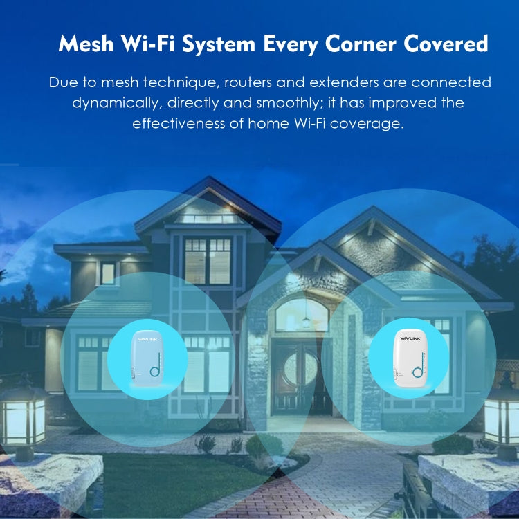 WAVLINK WN576K2 AC1200 Household WiFi Router Network Extender Dual Band Wireless Repeater (Blue), US Plug, UK Plug, EU Plug, AU Plug