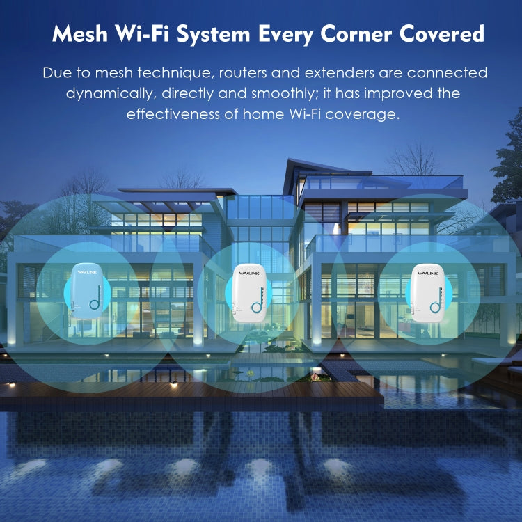 WAVLINK WN576K3 AC1200 Household WiFi Router Network Extender Dual Band Wireless Repeater, US Plug, UK Plug, EU Plug, AU Plug