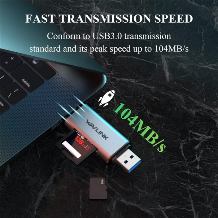 WAVLINK WL-CR3002 Multi-Function Mini Aluminum Alloy Shell Type-C+USB3.0 SD/TF Card Reader