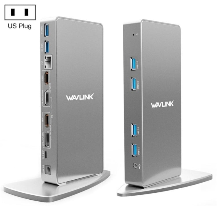 WAVLINK WL-UG69DK7 Laptops Type-C Universal Desktop Docking Station Aluminum Alloy HUB Adapter, UG69DK7