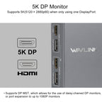 WAVLINK WL-UG69DK7 Laptops Type-C Universal Desktop Docking Station Aluminum Alloy HUB Adapter, UG69DK7