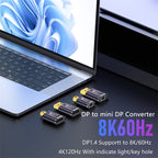DP 1.4 to DP Adapter 8K 60Hz HD Video Transmission Expanding, DP1.4 male to mini DP female, DP1.4 male to DP 1.4 female, mini DP male to mini DP female, mini DP male to DP 1.4 female