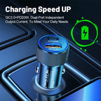 P19 Metal PD20W USB-C + QC18W USB Car Charger with Type-C to 8 Pin Date Cable, Type-C to 8 Pin Date Cable