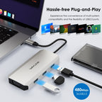WAVLINK WL-UMD305 7 in 1 4K DP / HDMI Quard Display USB-C Hub Dock Multi-port Adapter