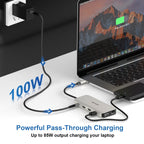WAVLINK WL-UMD301 12 in 1 Multi-port Adapter 2*HDMI+1*VGA Triple Display USB-C Hub Dock, WL-UMD301