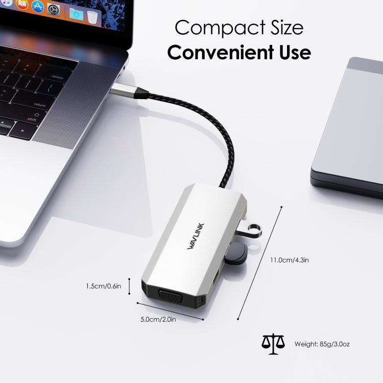 WAVLINK WL-UMD307 Type-C to 2DP + 4K HD + VGA + 3 x USB2.0 HUB Docking Station, UMD307