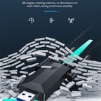 4-Antennas Dual-Band Driver-Free USB3.0 High-Speed Wireless Computer Network Adapter, A07