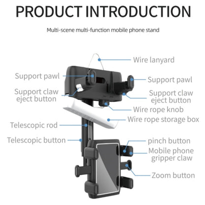 H23-8 New Multifunction Rearview Mirror Phone Holder Rotatable Retractable Phone Mount