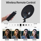 JMARY FM-15RS 40W Adjustable 15-inch Portrait Light Studio LED Round Fill Light, US Plug, EU Plug