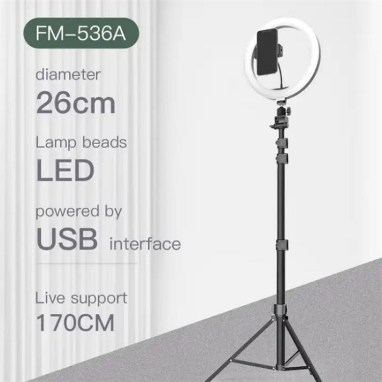 JMARY FM-536A 10 inch Ring Live Fill Light Streaming Stand Beauty Light Set, FM-536A