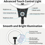 JMARY FM-12R Photography LED Fill Light 12-inch Video Recording Ring Light, US Plug, EU Plug