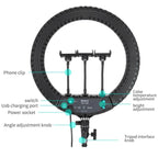JMARY FM-18R LED Beauty Ring Light 18-inch Photography Live Streaming Fill Light, US Plug, EU Plug