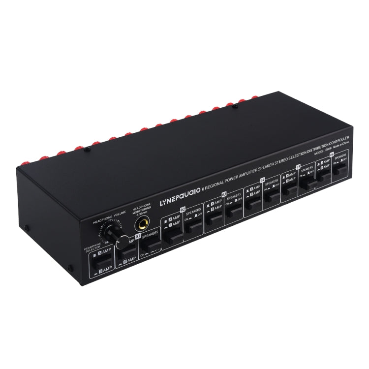 2 In 6 Out Power Amplifier Speaker Selector 6 Region Stereo Speaker Switcher, 2 In 6 Out