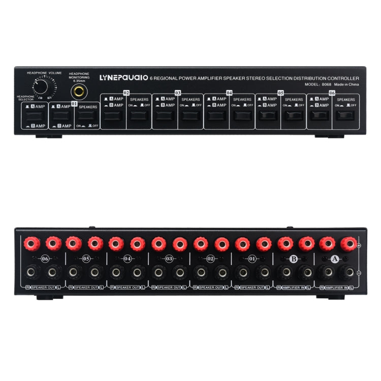 2 In 6 Out Power Amplifier Speaker Selector 6 Region Stereo Speaker Switcher, 2 In 6 Out