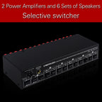 2 In 6 Out Power Amplifier Speaker Selector 6 Region Stereo Speaker Switcher, 2 In 6 Out