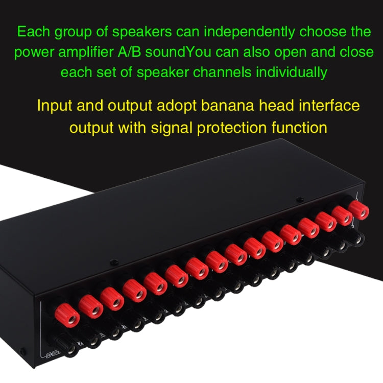 2 In 6 Out Power Amplifier Speaker Selector 6 Region Stereo Speaker Switcher, 2 In 6 Out