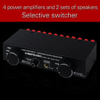 4 Input 2 Output or 2 In 4 Out Power Amplifier Speaker Selector Switcher, 4 Input 2 Output or 2 In 4 Out