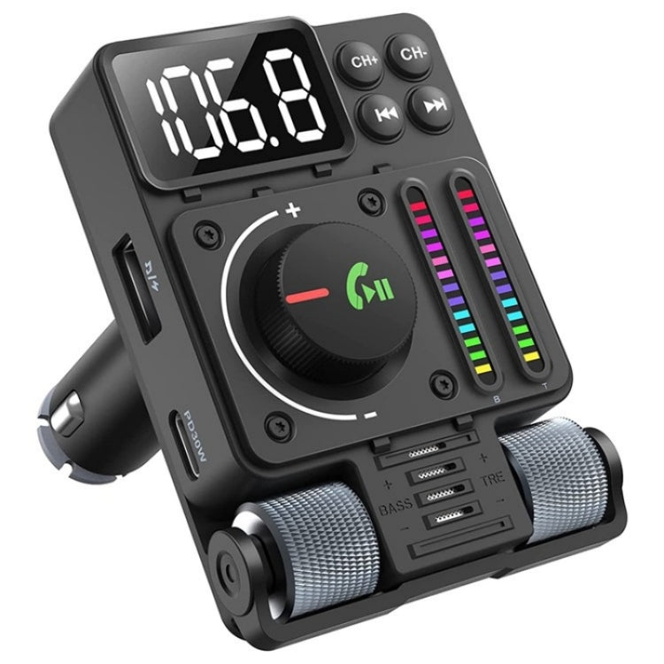 MT01 Car FM Transmitter MP3 Music Player Bluetooth Adapter Type-C + USB Car Charger, MT01