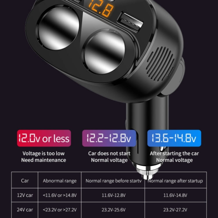 C06Q Dual USB + Type-C Cigarette Lighter PD 18W / QC3.0 Fast Charging Car Charger